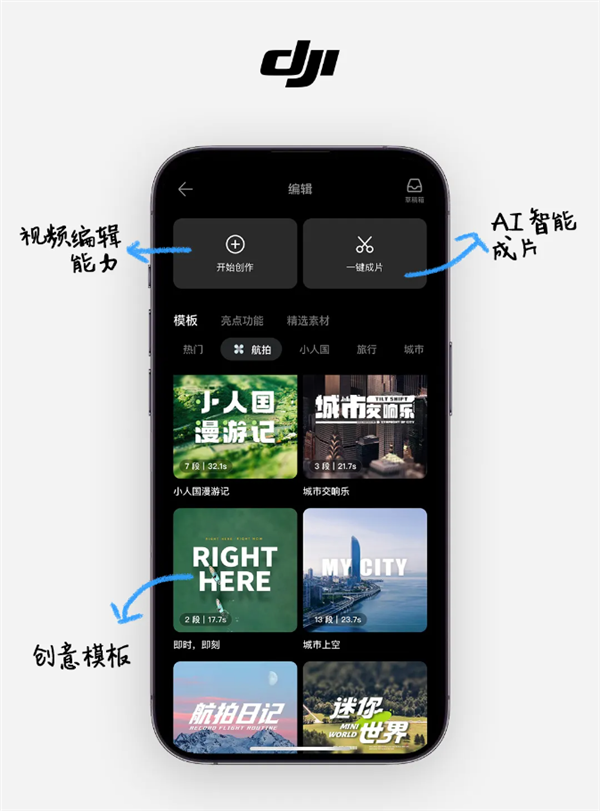 大疆DJI Fly App大升级：新增高光技术AI一键成片、常人国