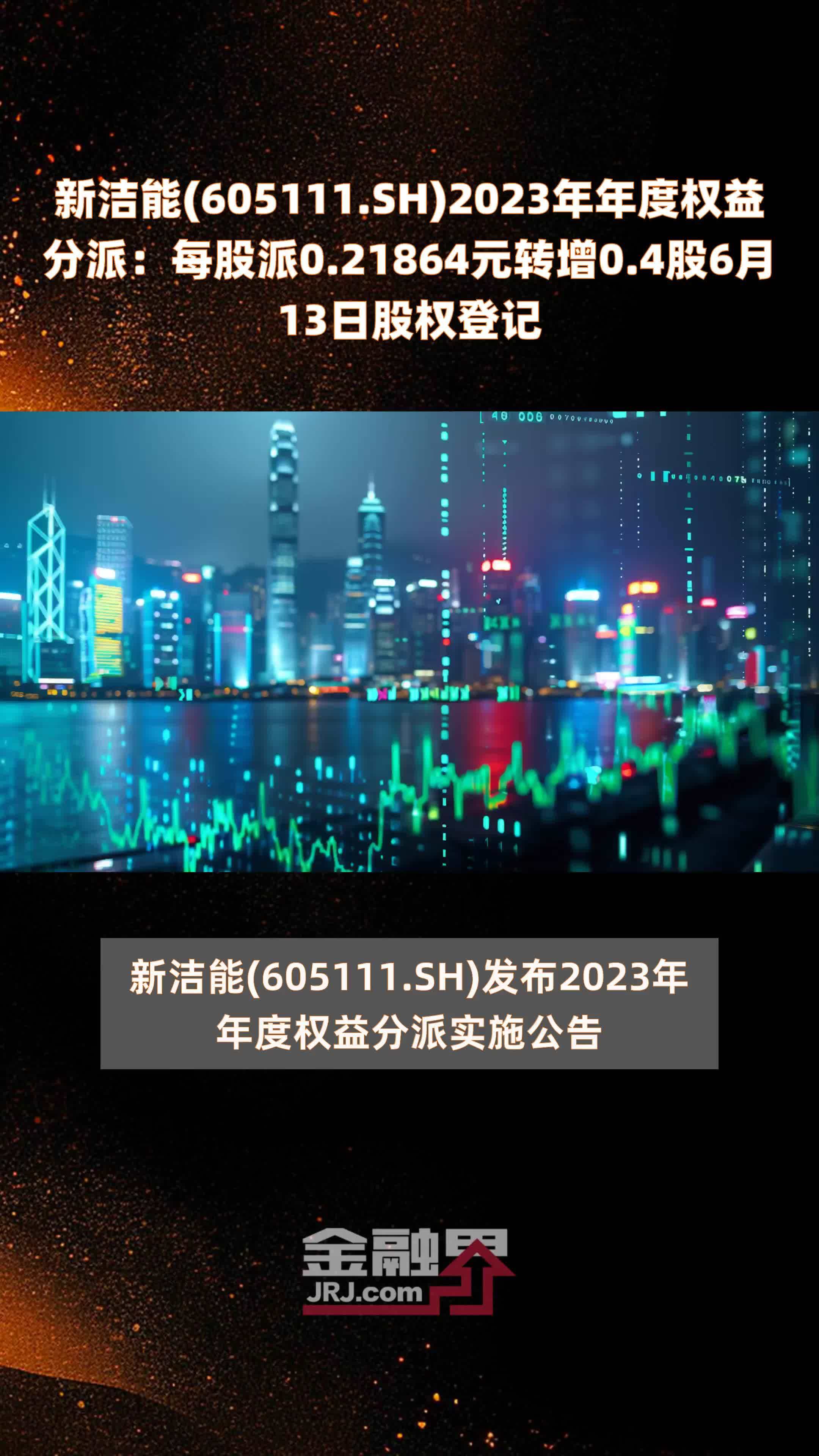 新洁能605111sh2023年年度权益分派每股派021864元转增04股6月13日