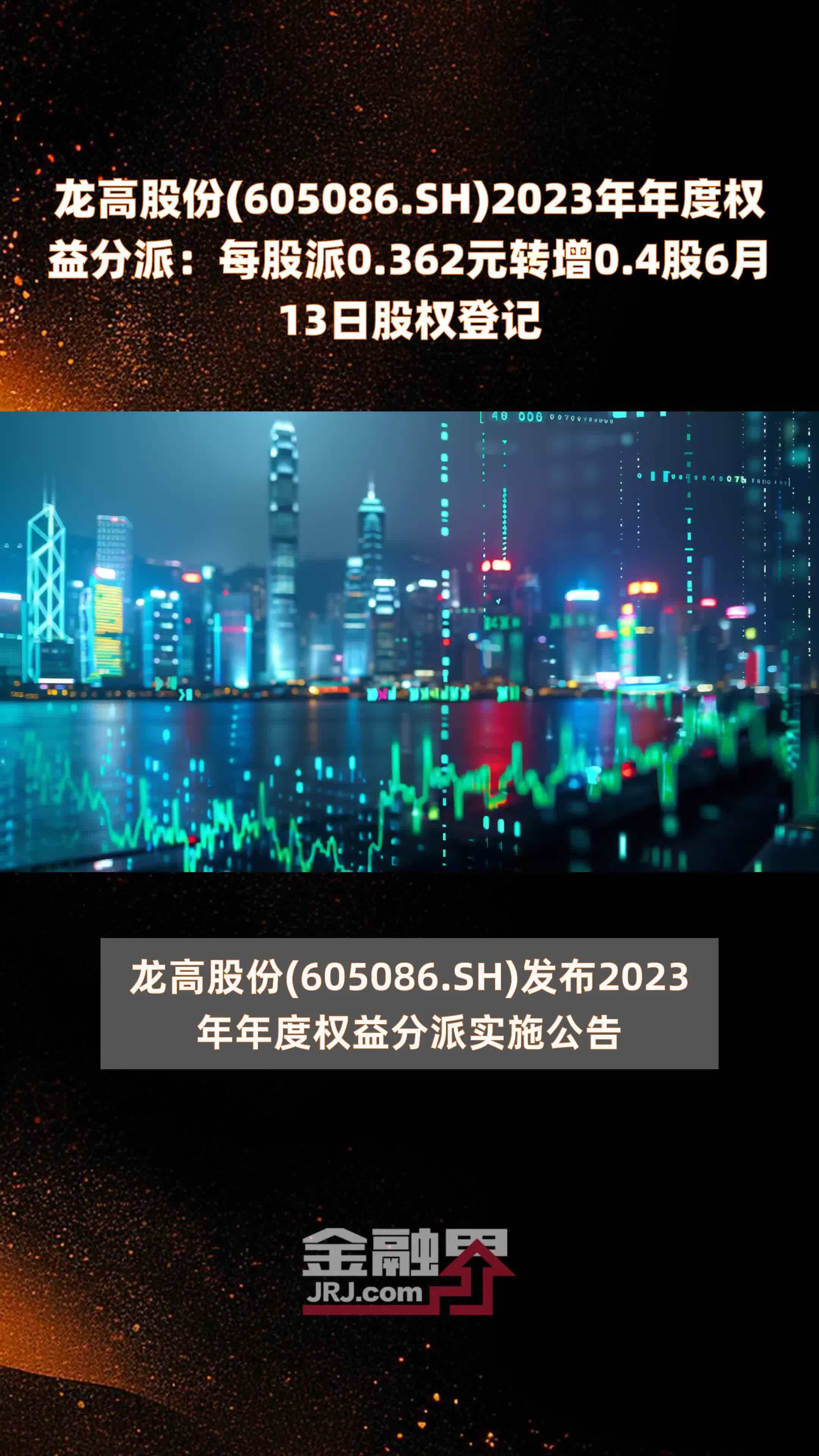 龙高股份605086sh2023年年度权益分派每股派0362元转增04股6月13日