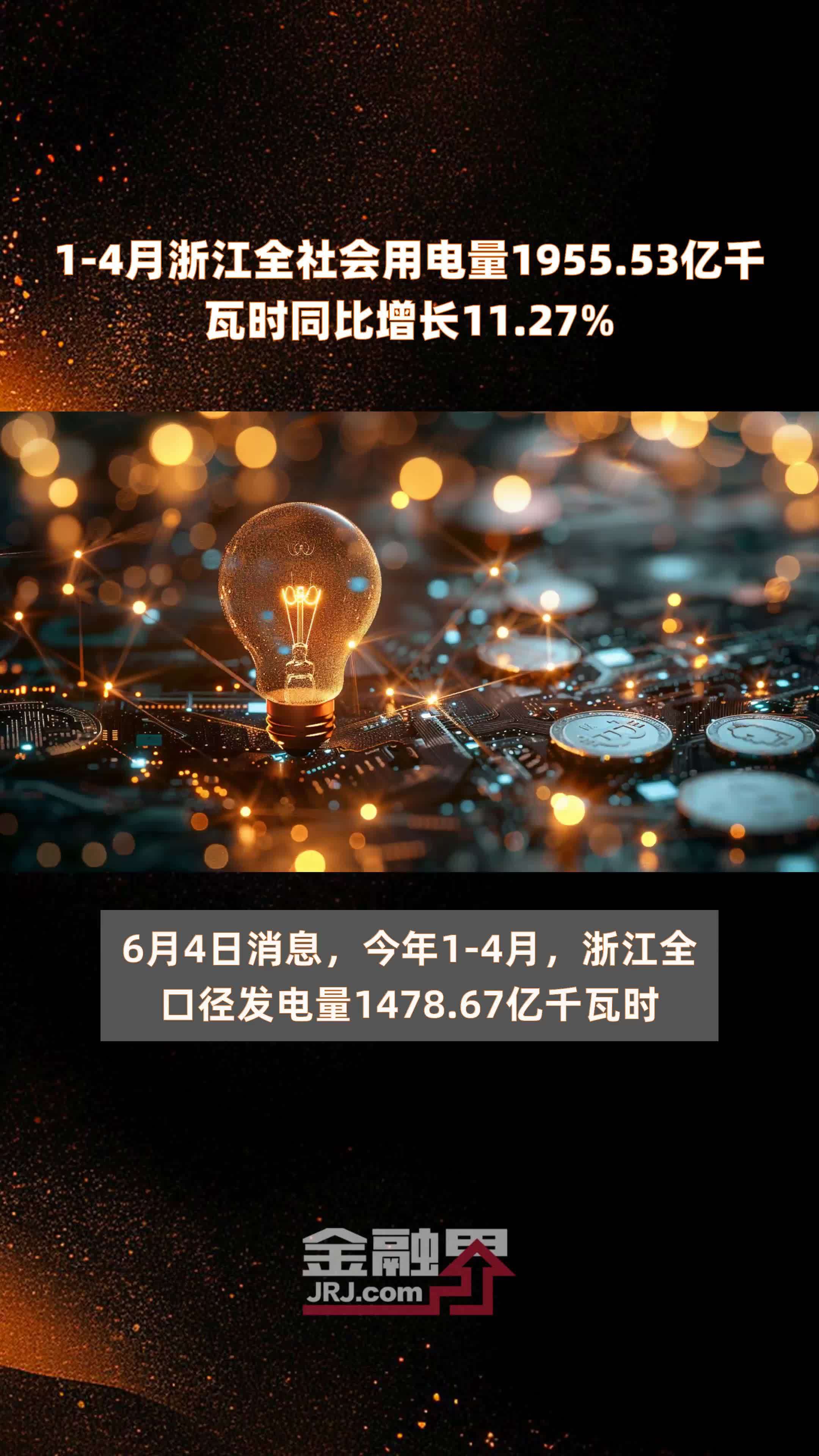 1-4月浙江全社会用电量1955.53亿千瓦时同比增长11.27% |快报