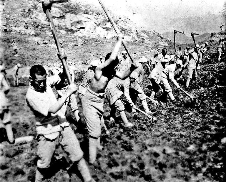 陇东军民大生产运动中，八路军第385旅770团在华池县大凤川进行屯田开荒。（本版图片均为资料图）