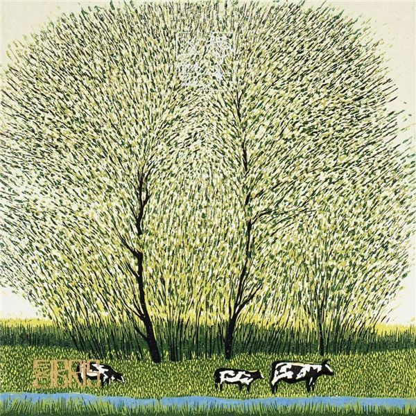 刘德才 《乡野小景》 藏书票 2012