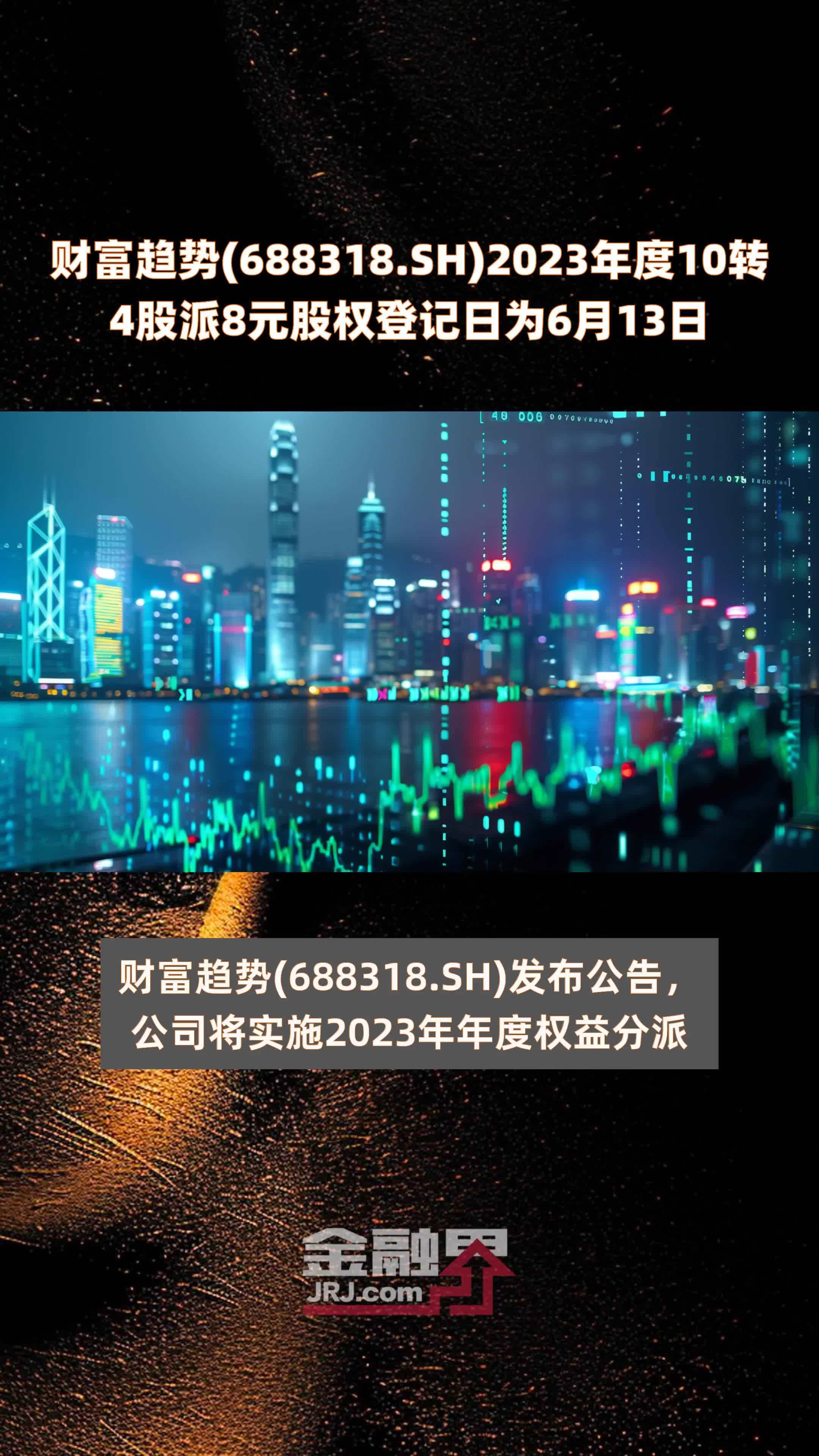 财富趋势688318sh2023年度10转4股派8元股权登记日为6月13日快报