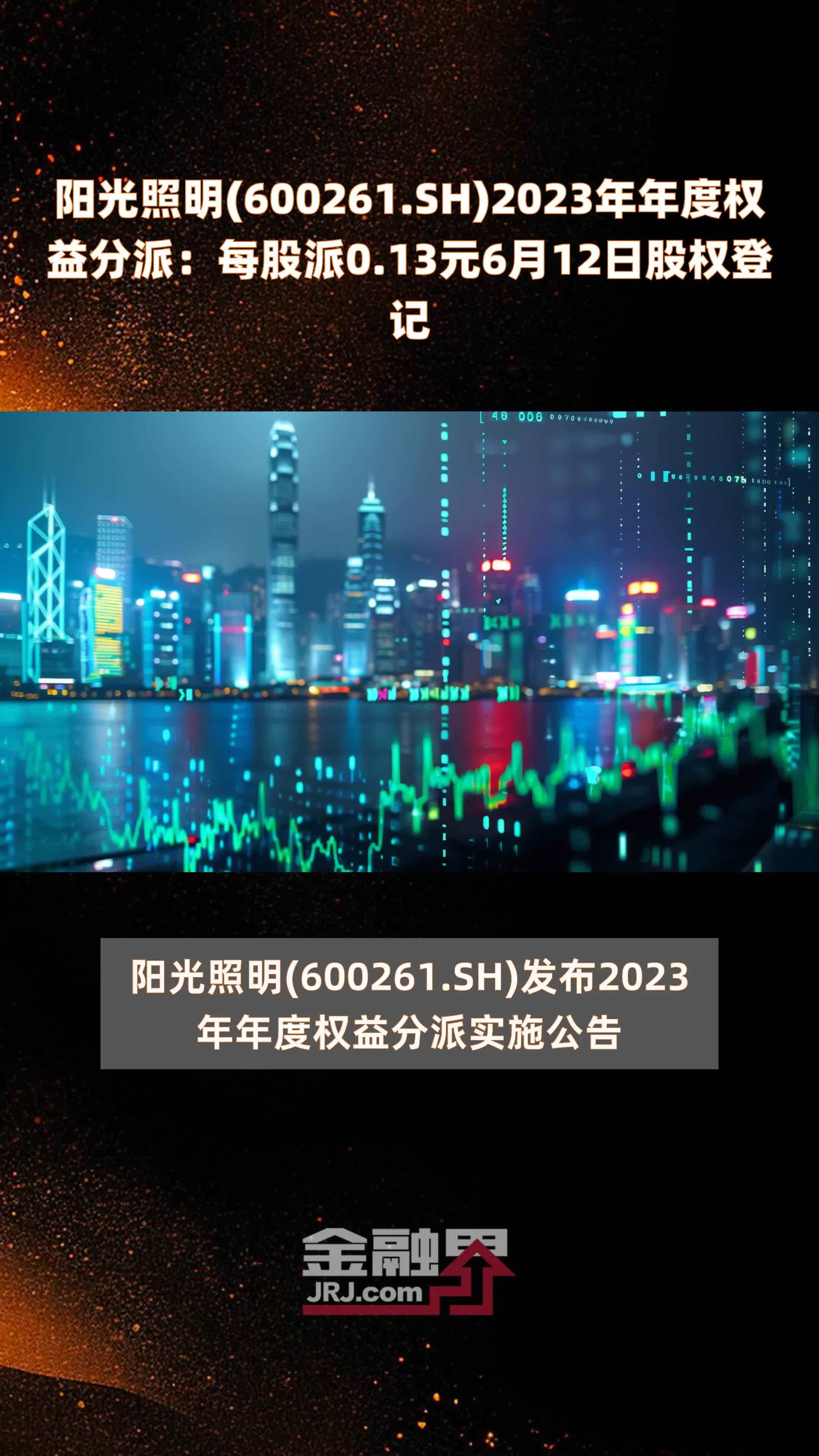 阳光照明600261sh2023年年度权益分派每股派013元6月12日股权登记快报