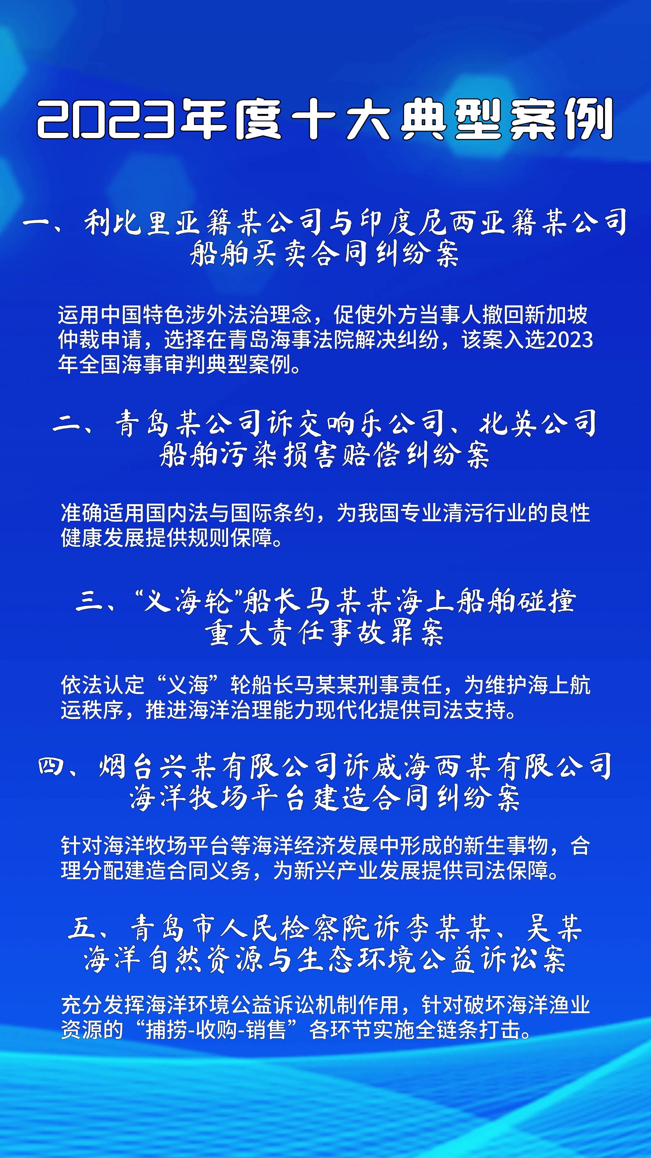 凤凰视频|青岛海事法院公布2023年度十大典型案例、事例