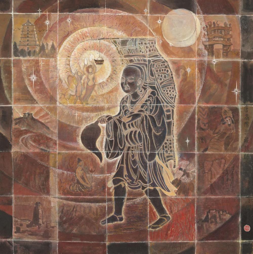 耿玉琨的绘画作品《玄奘西游之一》　受访者供图