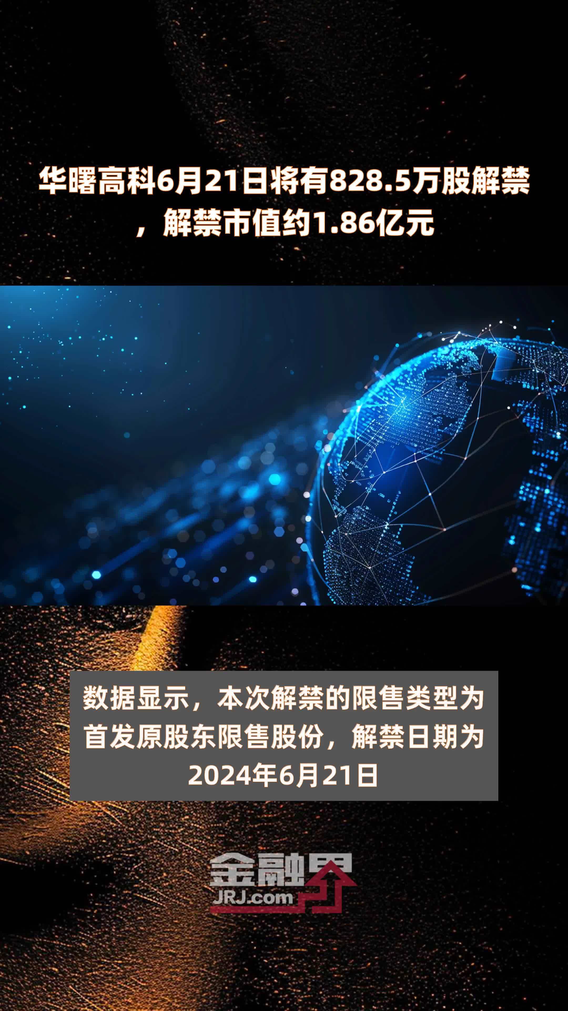 华曙高科6月21日将有828.5万股解禁，解禁市值约1.86亿元 |快报