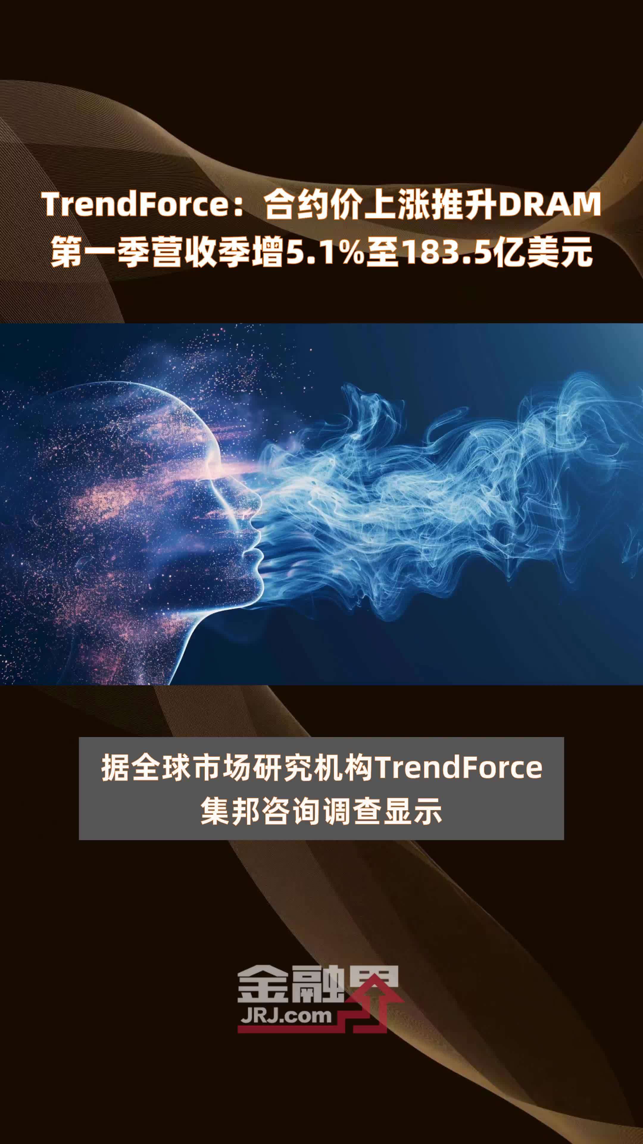 TrendForce：合约价上涨推升DRAM第一季营收季增5.1%至183.5亿美元 |快报