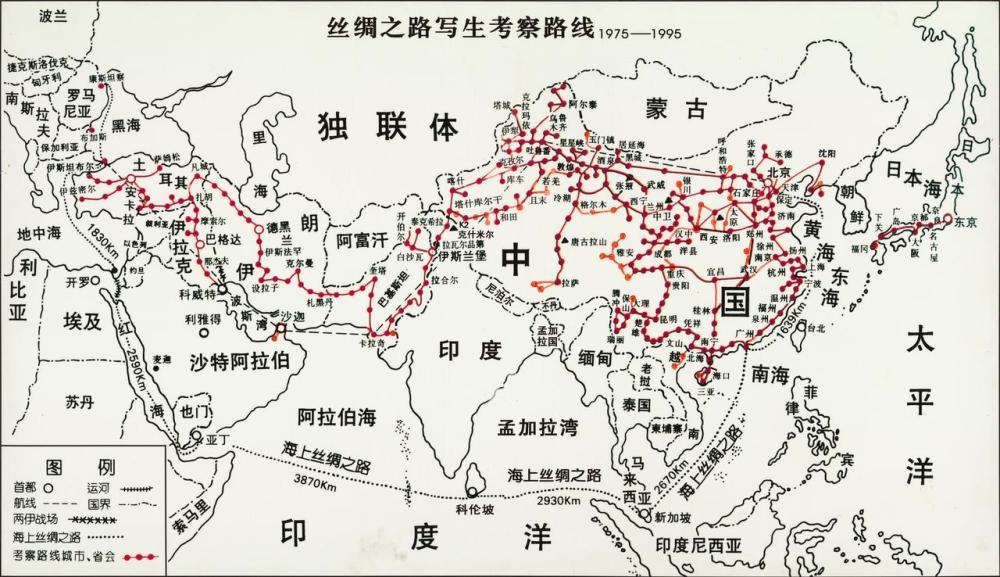 耿玉琨和赵以雄丝绸之路写生考察路线图　受访者供图