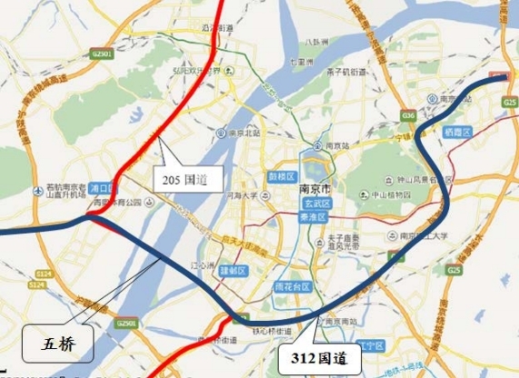 南京五桥是205国道和312国道共用的过江通道同时,南京五桥也是完善