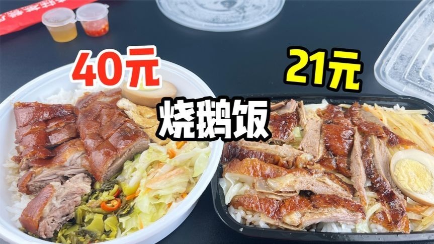 外卖40元一份的烧鹅饭和21元一份的有什么区别？