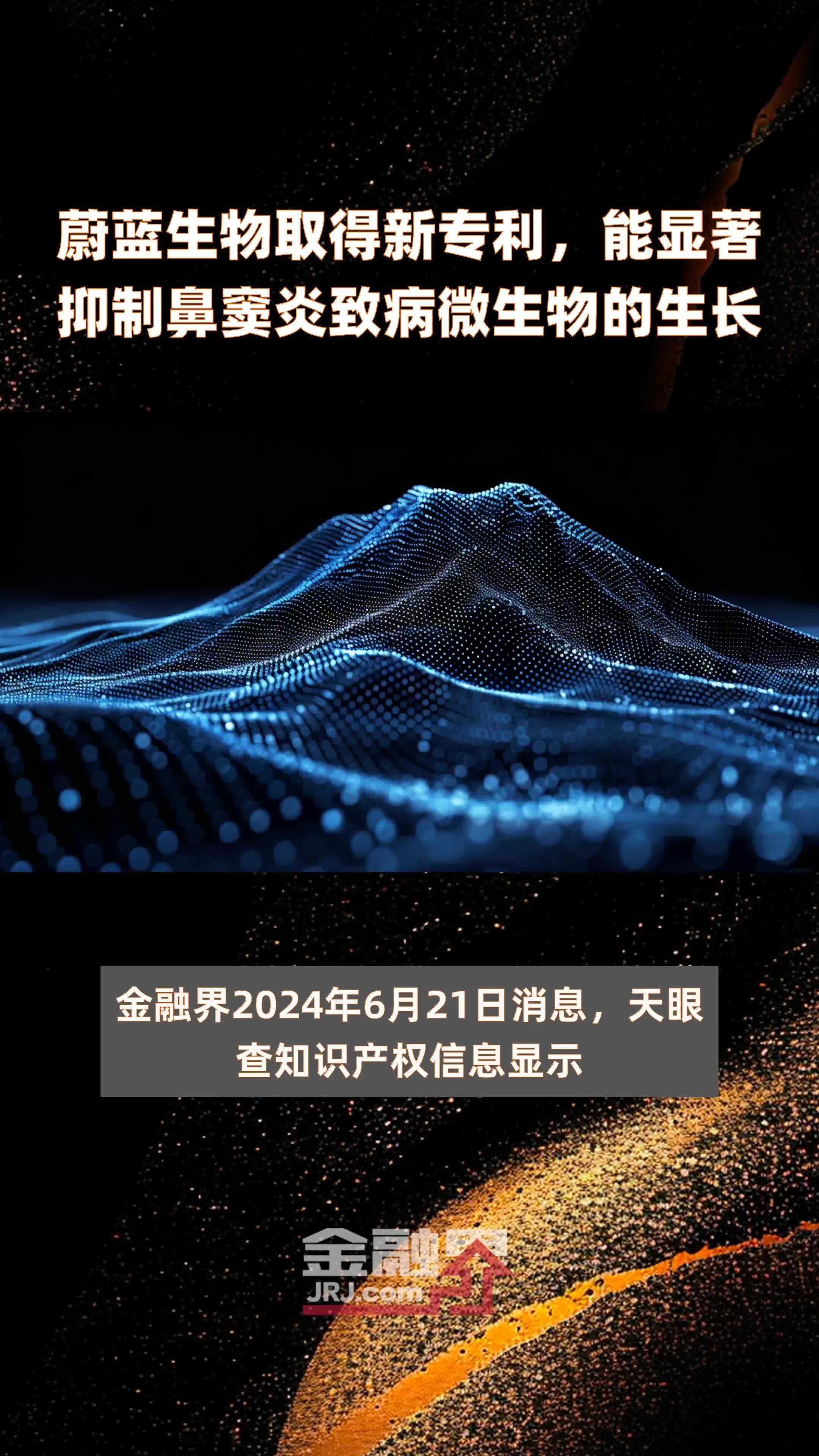 蔚蓝生物取得新专利，能显著抑制鼻窦炎致病微生物的生长|快报