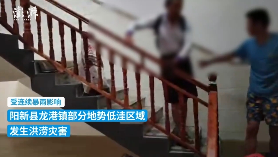 湖北阳新连降暴雨致内涝21人被困 消防奋力转移群众