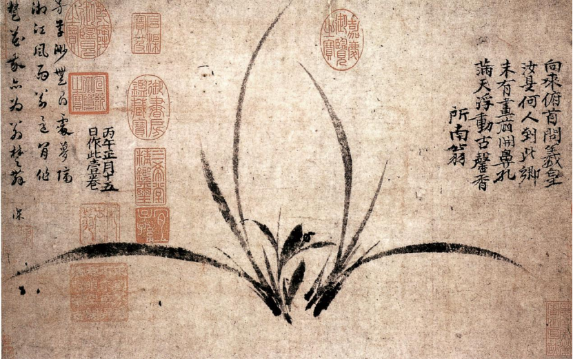 宋郑想肖《墨兰图》，作于公元1306年，日本大阪市立好意思术馆藏。