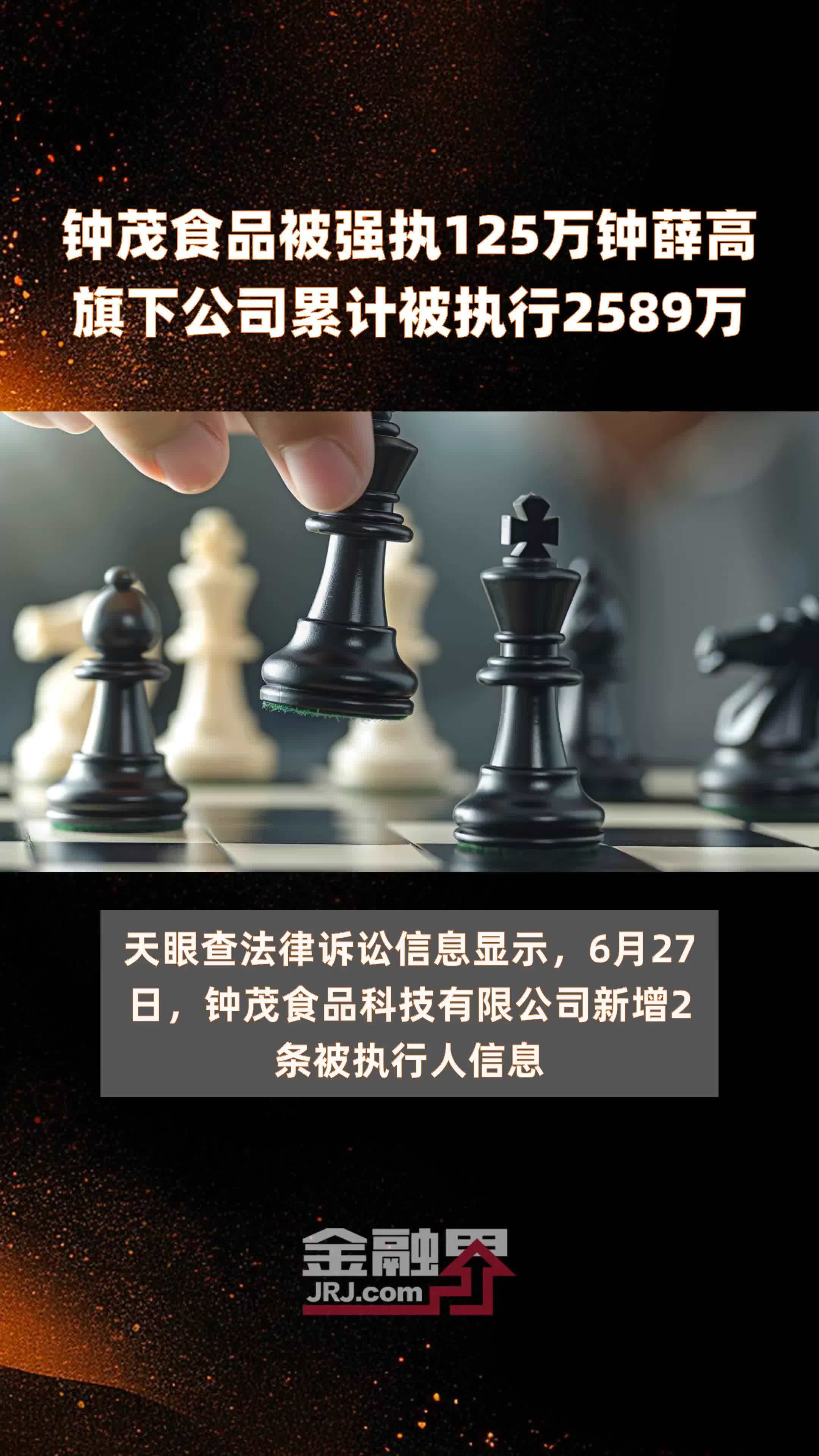 钟茂食品被强执125万钟薛高旗下公司累计被执行2589万 |快报