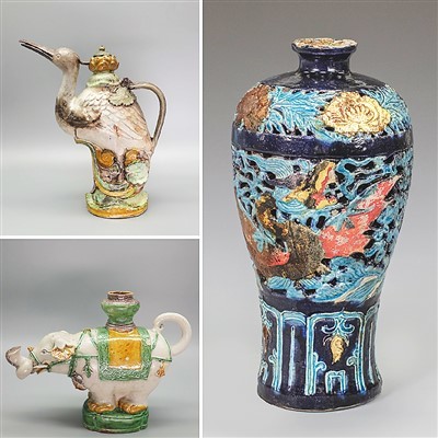 沉船遗址提取出水的部分文物。新华社发