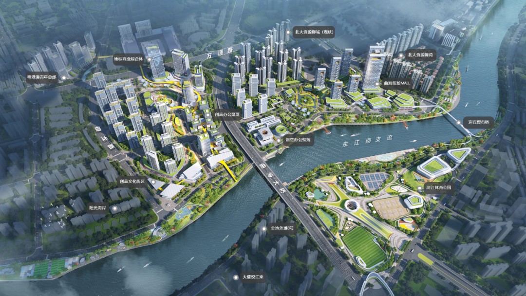 图-曲海片区、汽车总站与滨江体育公园空间鸟瞰