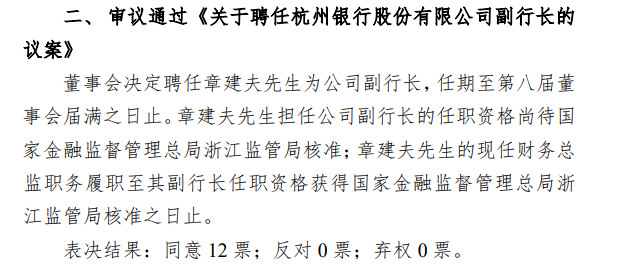 銀行財眼｜杭州銀行副行長(cháng)毛夏紅辭任 章建夫擬任副行長(cháng)