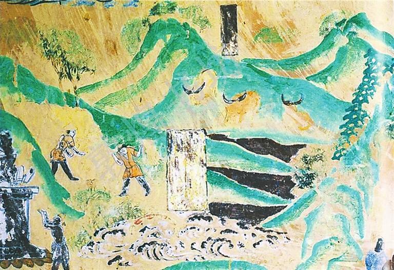 山间耕牧 莫高窟第321窟南壁