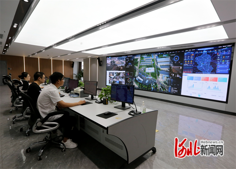 6月26日，涉县经济开发区工作人员在大数据中心实时监测重点企业安全、环境、能耗等数据。通讯员路海东摄