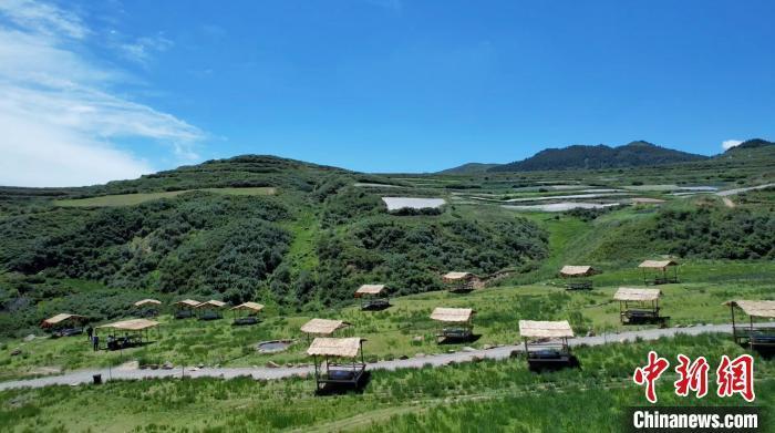 7月2日，紧邻国家4A级旅游景区“陇右名山”兴隆山的村落——兰州市榆中县新营镇八门寺村，蜿蜒向前的溪水涓涓流淌，绿树成荫、草木茂盛，一顶帐篷，一张餐桌，三五好友……随处可见来这里露营纳凉的游人，徜徉在这片“绿野仙踪”里，悠闲自在、心旷神怡。图为大山深处的露营地。张文 摄　　