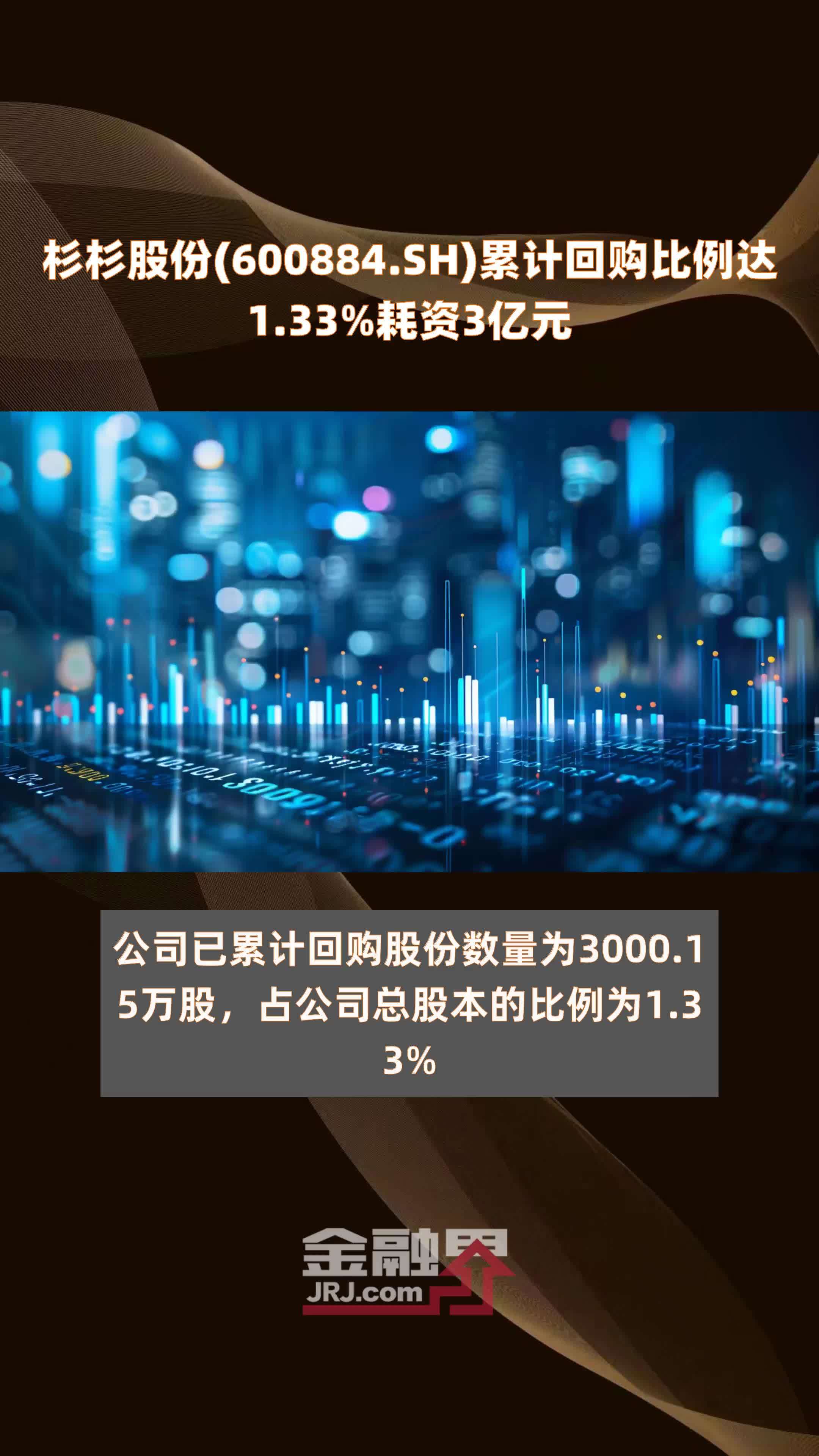 杉杉股份(600884.SH)累计回购比例达1.33%耗资3亿元 |快报