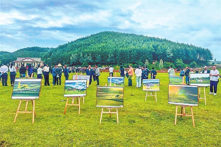 清水县秦亭镇草原上的展览让游客在自然山水间感受乡村文化的魅力