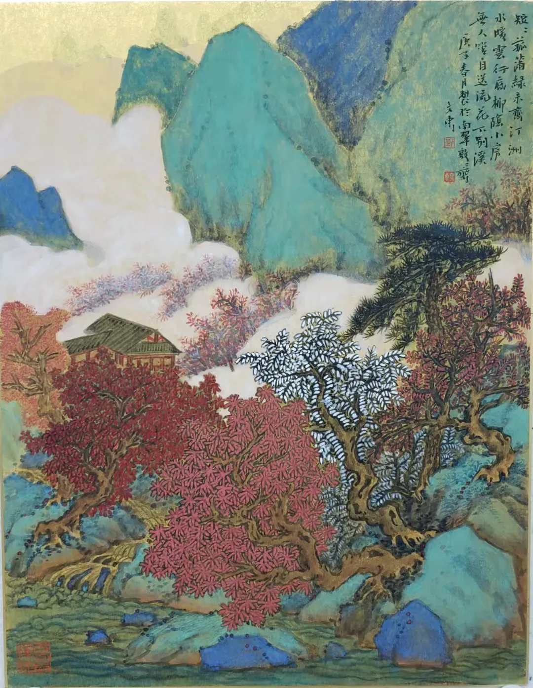 《汀州花问溪》41cmx32cm 金卡重彩 2021年