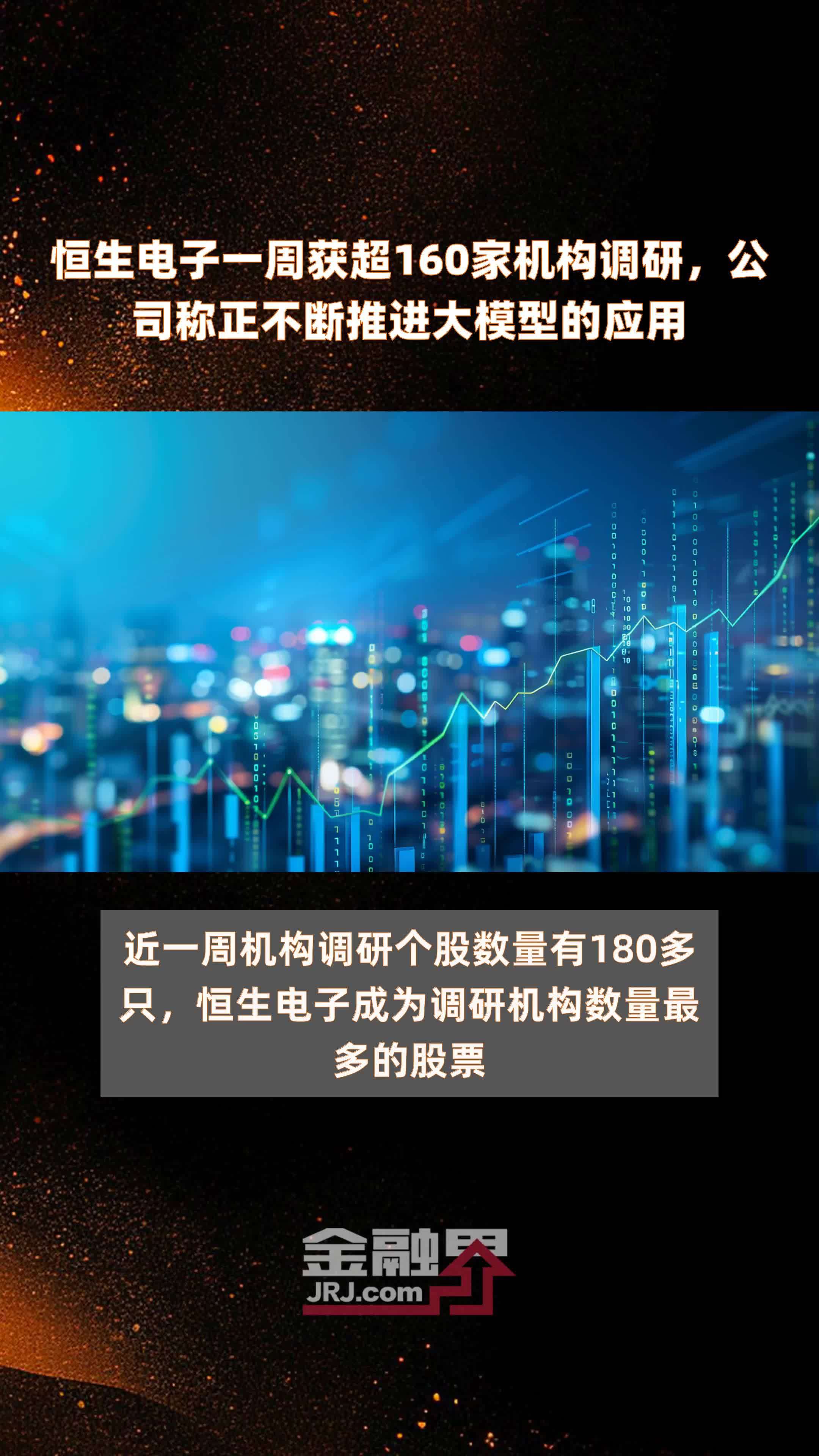 恒生电子一周获超160家机构调研公司称正不断推进大模型的应用快报