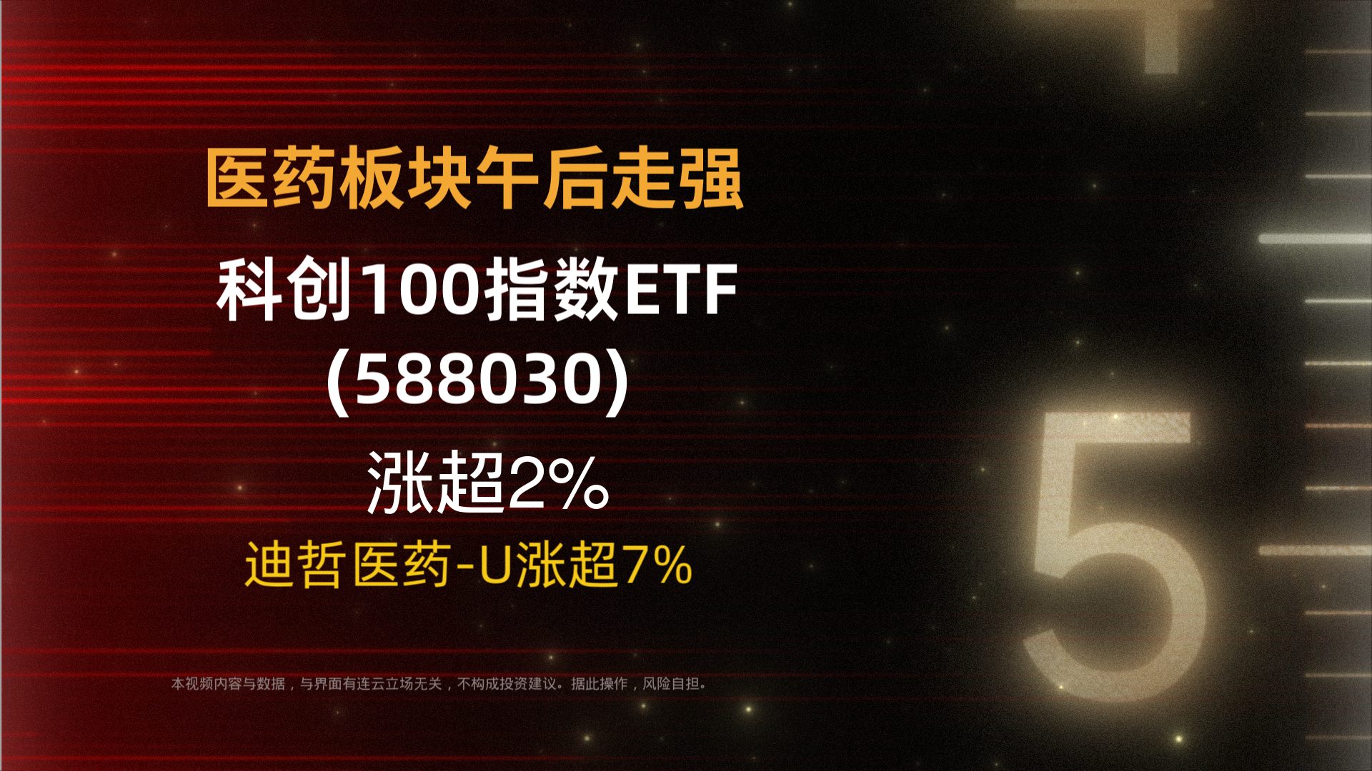 医药板块午后走强，科创100指数ETF(588030)涨超2%，迪哲医药-U涨超7%