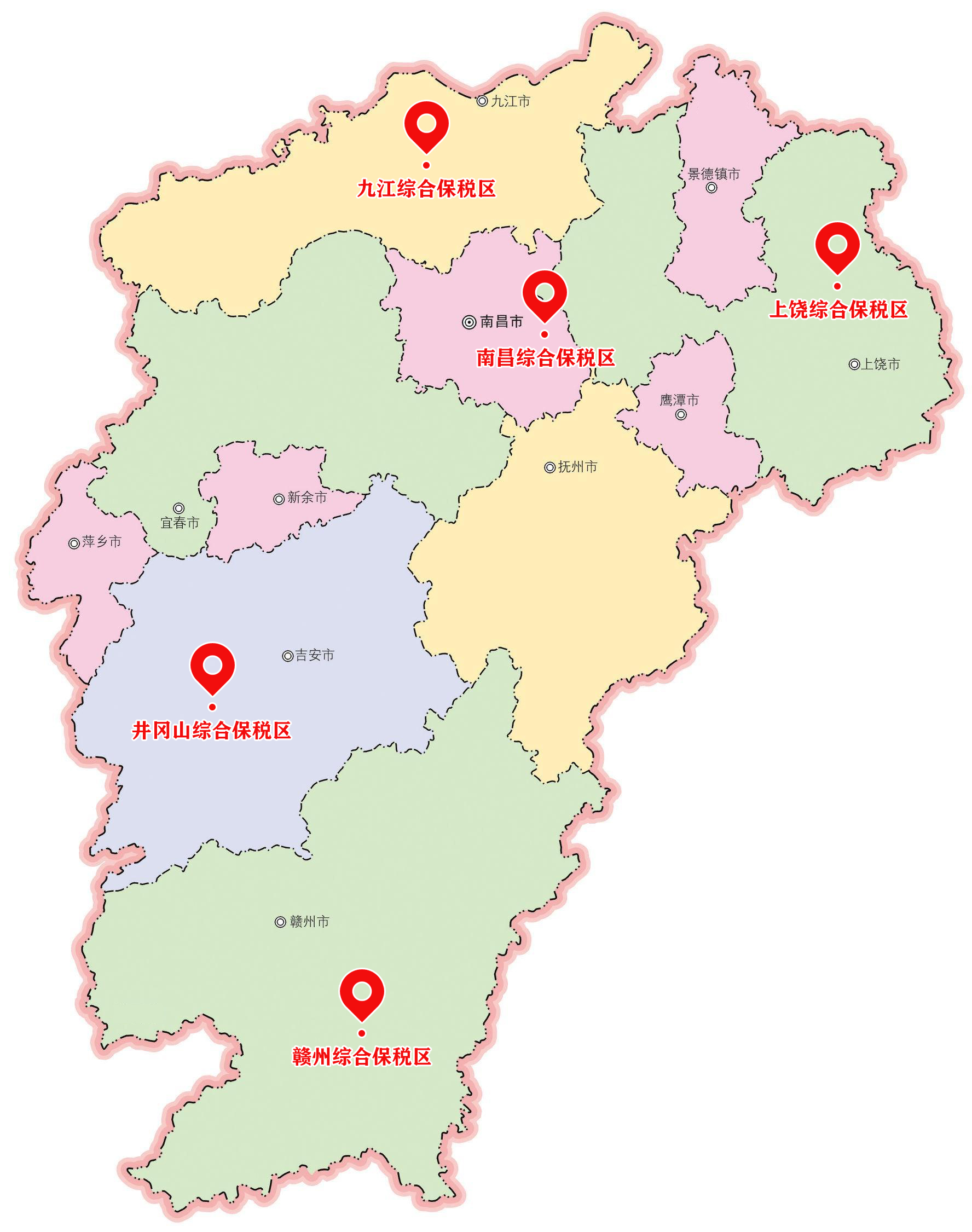 五大综保区在江西分布情况