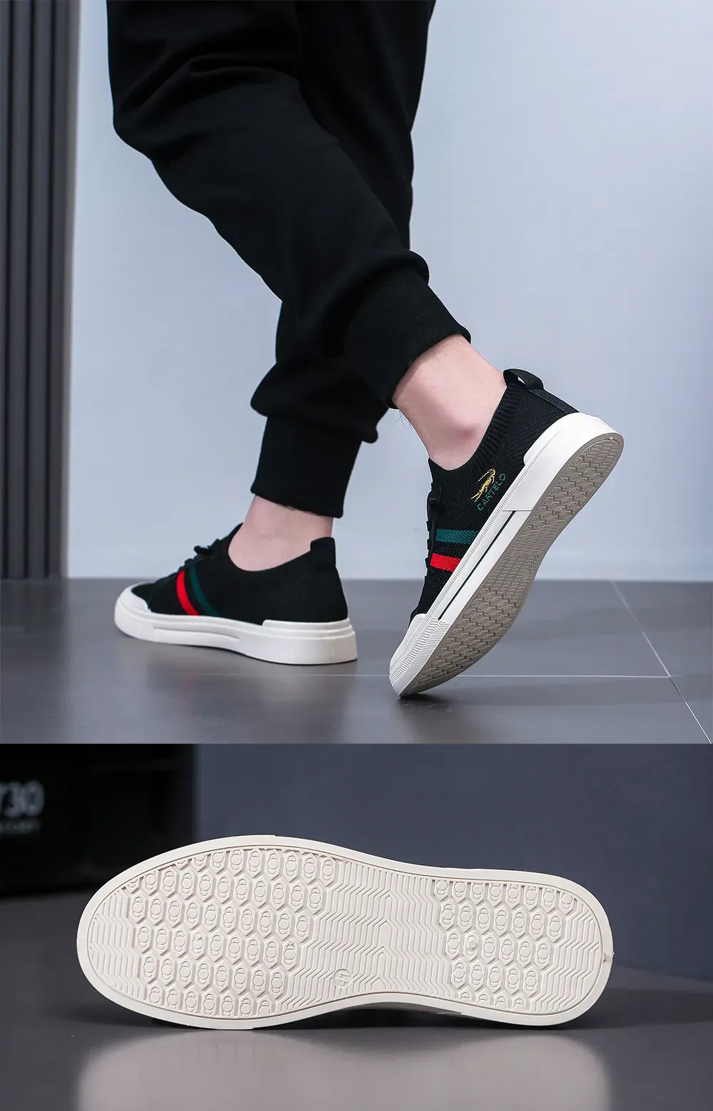 卡帝乐鳄鱼飞织板鞋,清凉透气,免系带一脚蹬,时髦休闲