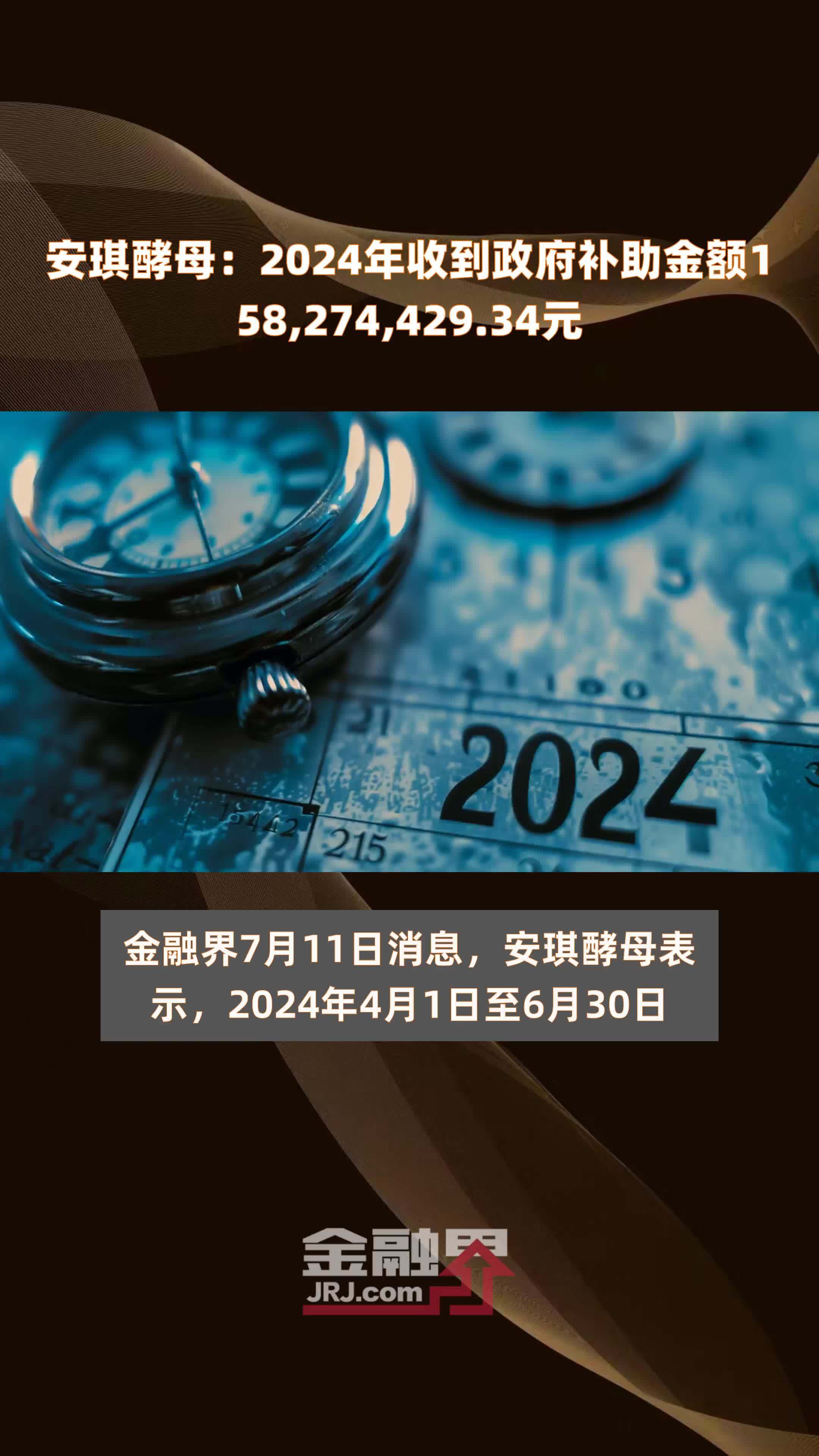 安琪酵母：2024年收到政府补助金额158,274,429.34元 |快报