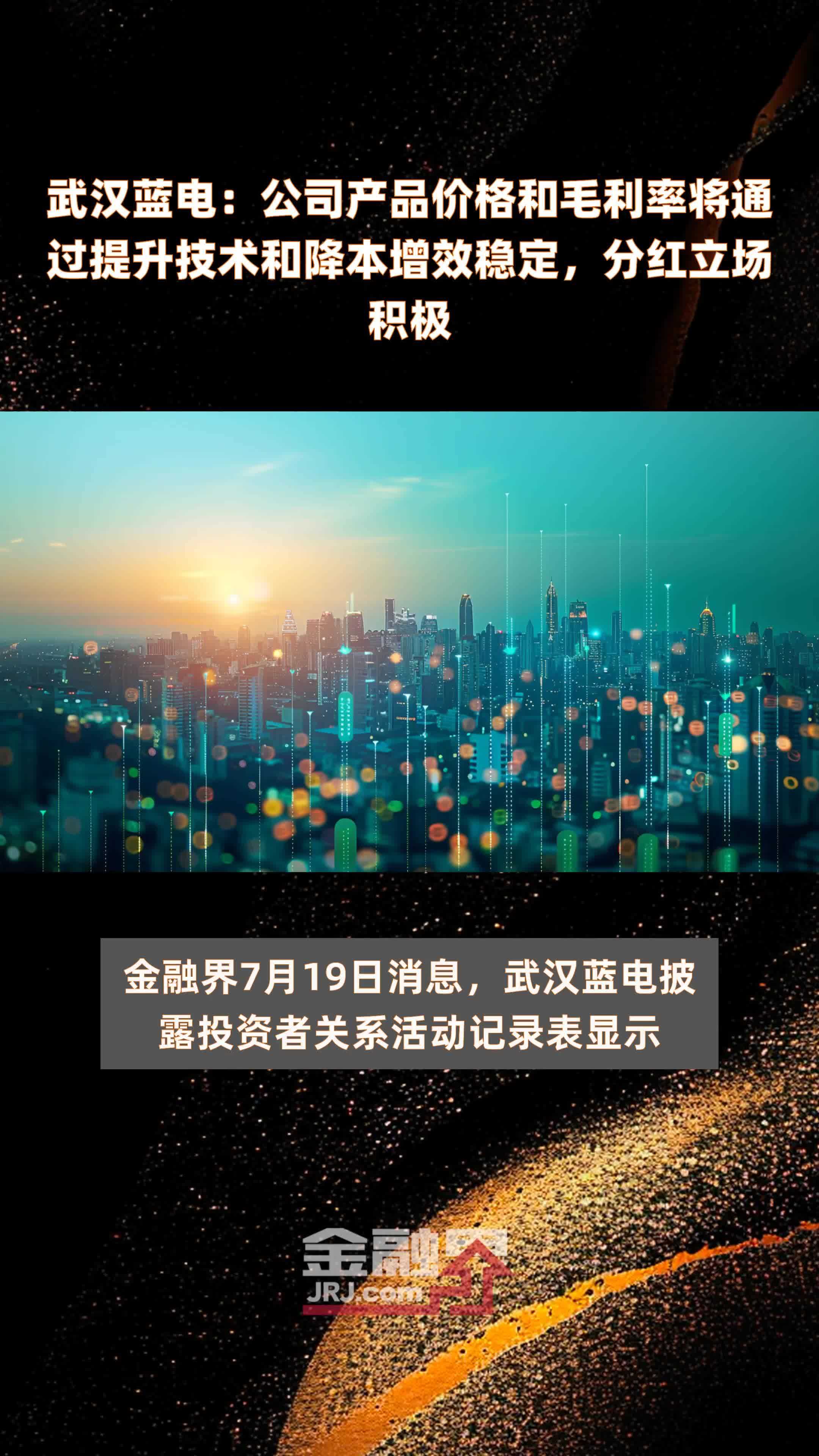 武汉蓝电：公司产品价格和毛利率将通过提升技术和降本增效稳定，分红立场积极|快报