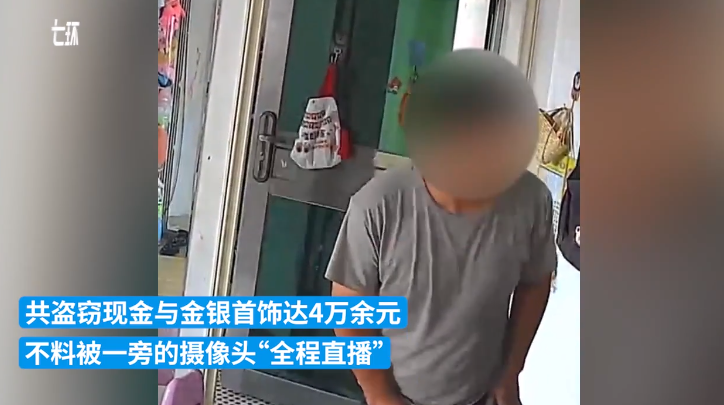 男子盗窃时蹑手蹑脚走“猫步” 被摄像头“全程直播”