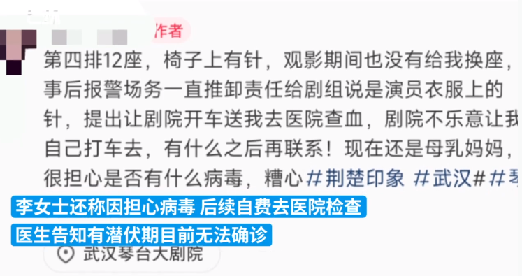 网友称“看演出遭座位针扎” 武汉琴台大剧院回应