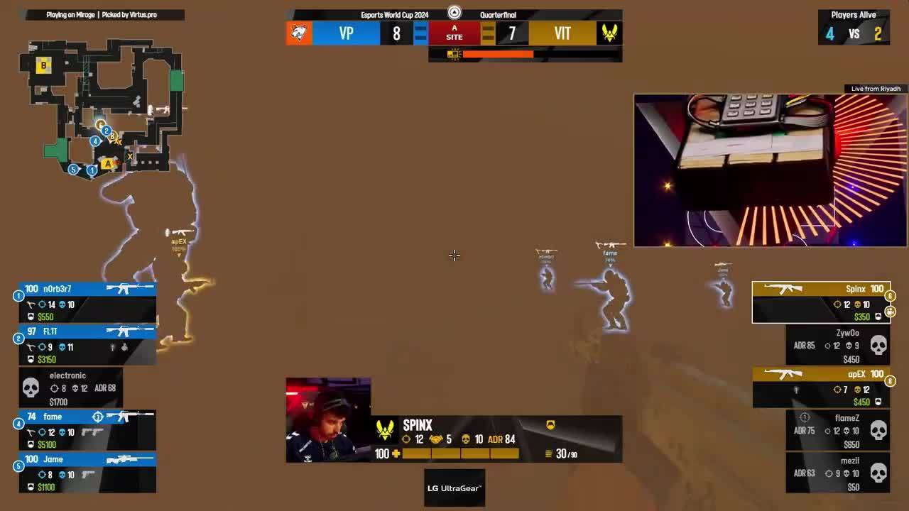 电竞世界杯CS2：VP逆转小蜜蜂，老鼠胜黑豹，NAVI力克FaZe