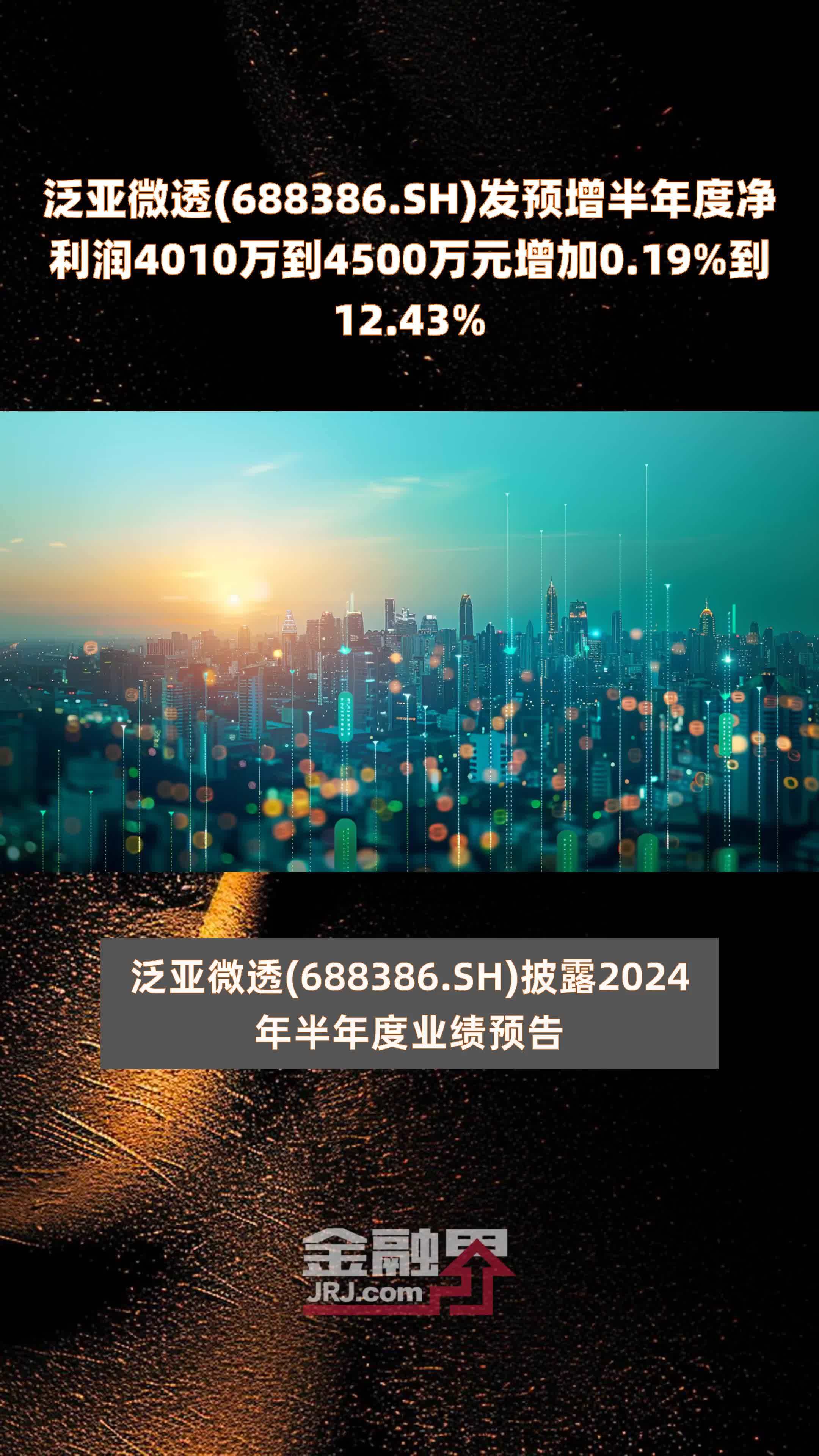 泛亚微透(688386.SH)发预增半年度净利润4010万到4500万元增加0.19%到12.43% |快报