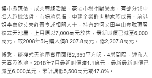 每月200万生活费不够花？李嘉欣夫妇亏本卖房，昔日过亿豪宅只卖6000万