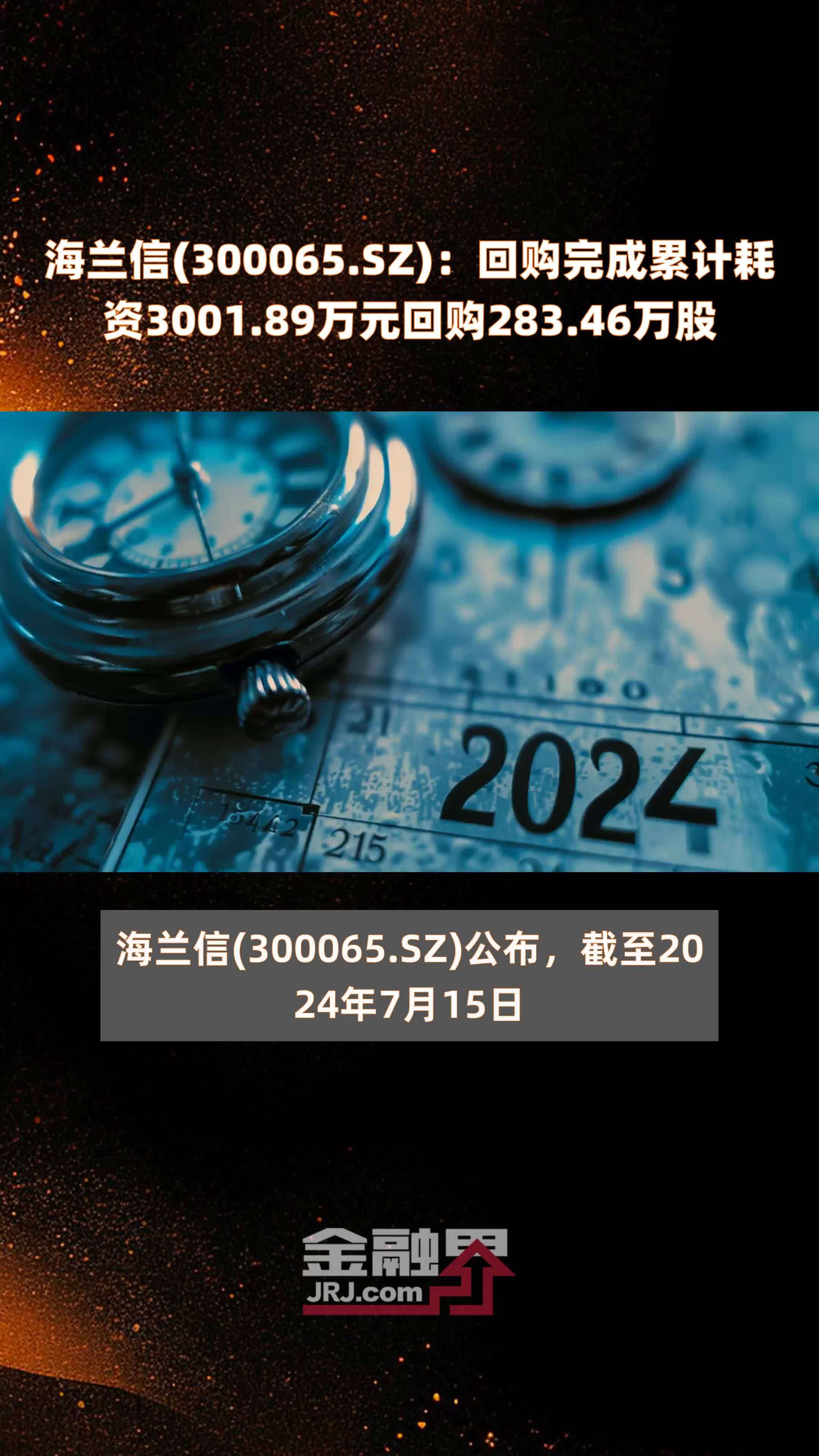 海兰信(300065.SZ)：回购完成累计耗资3001.89万元回购283.46万股 |快报