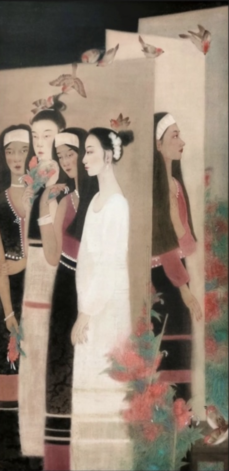 禾某佳《在远方1》。 图源云南中国画女画家作品展