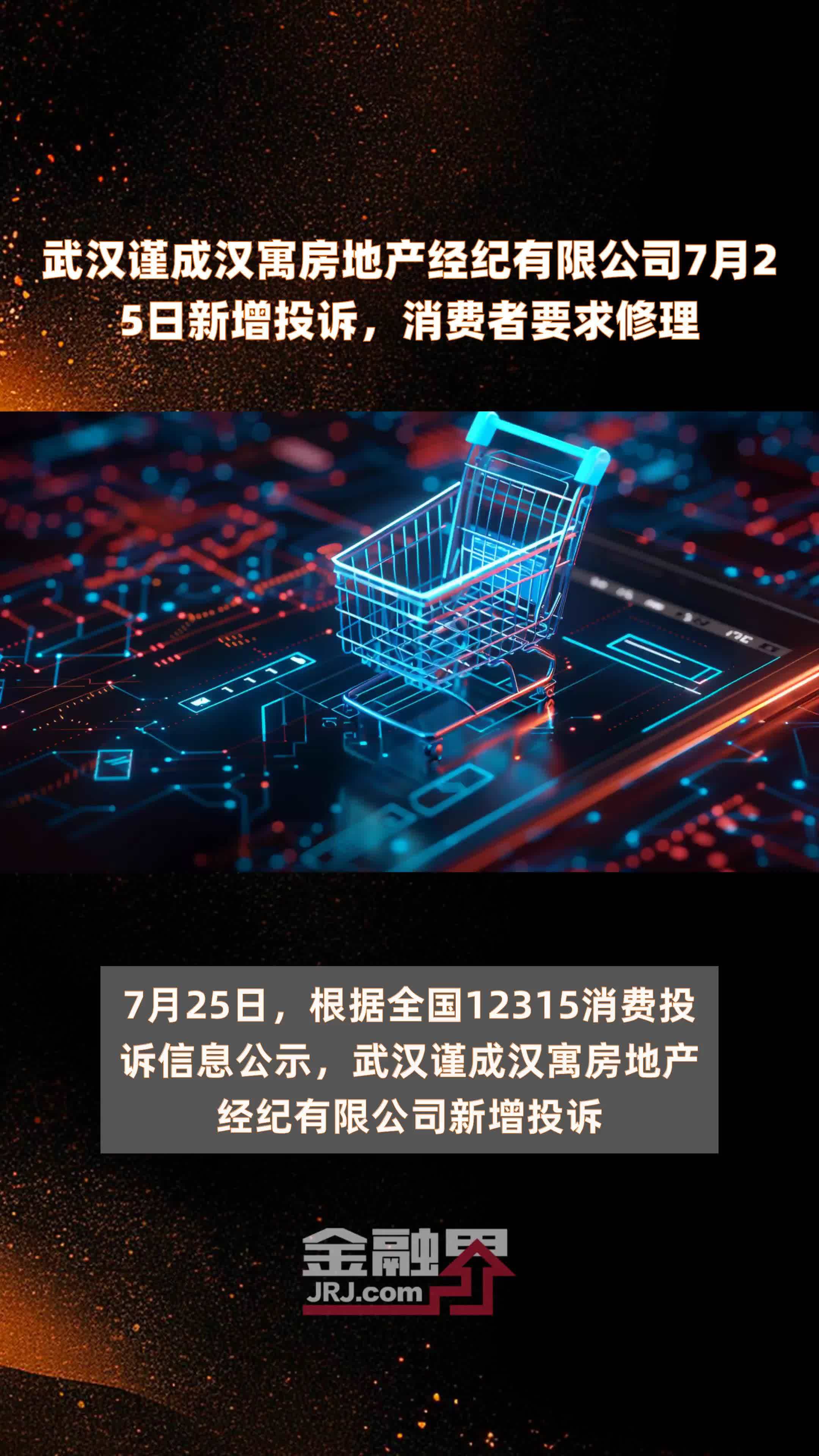 武汉谨成汉寓房地产经纪有限公司7月25日新增投诉，消费者要求修理 |快报