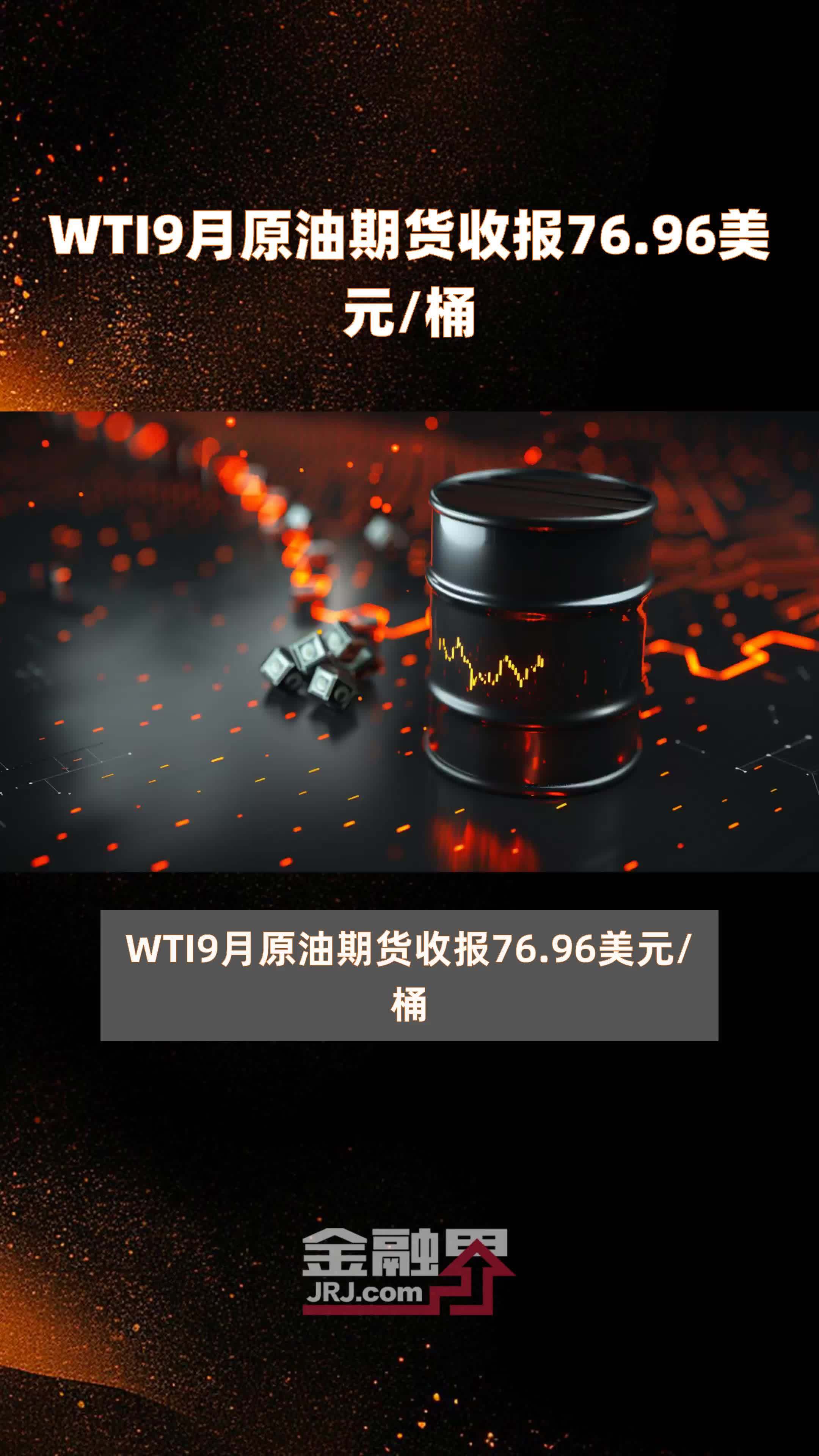 WTI9月原油期货收报76.96美元/桶 |快报