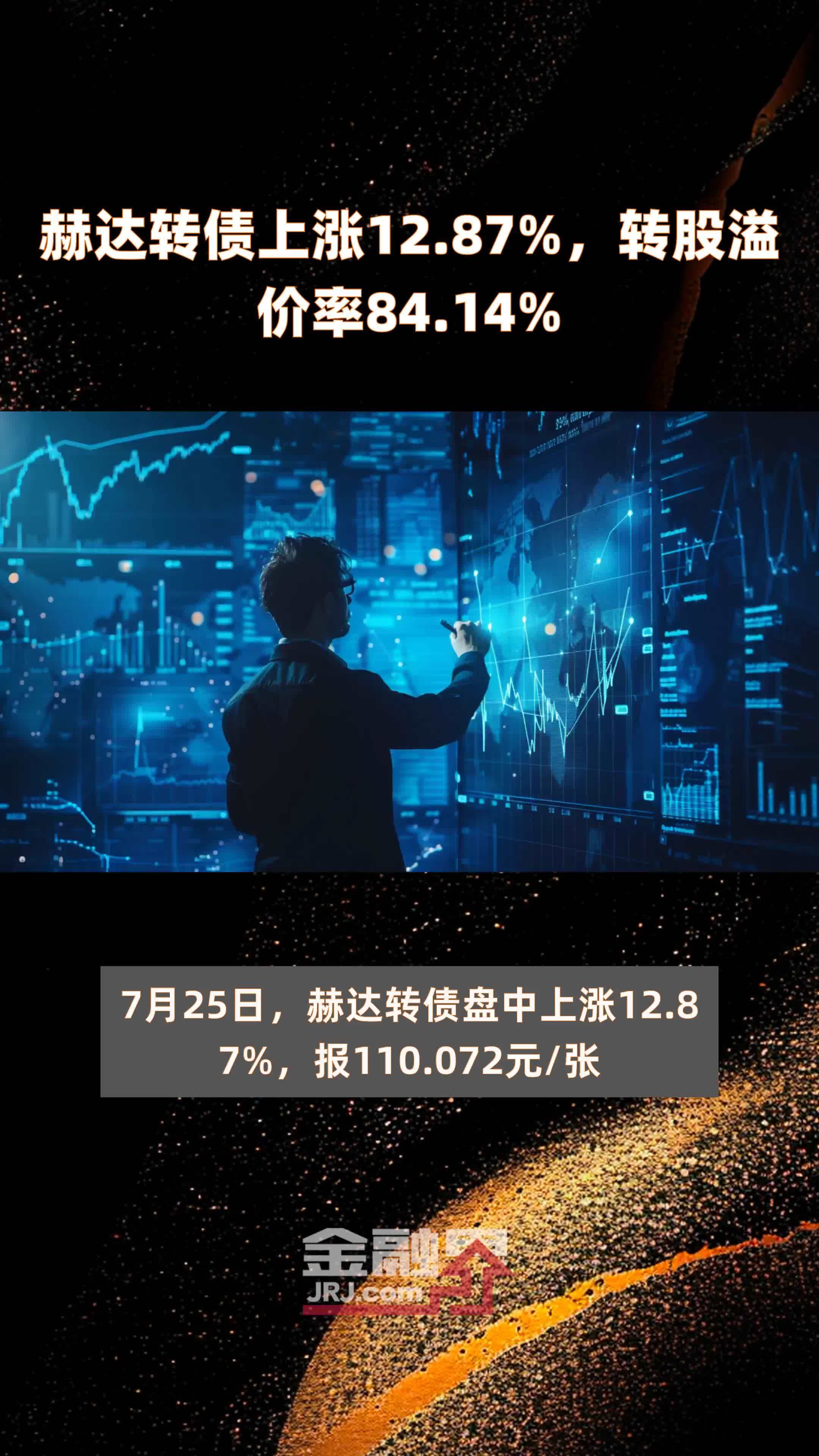 赫达转债上涨12.87%，转股溢价率84.14% |快报