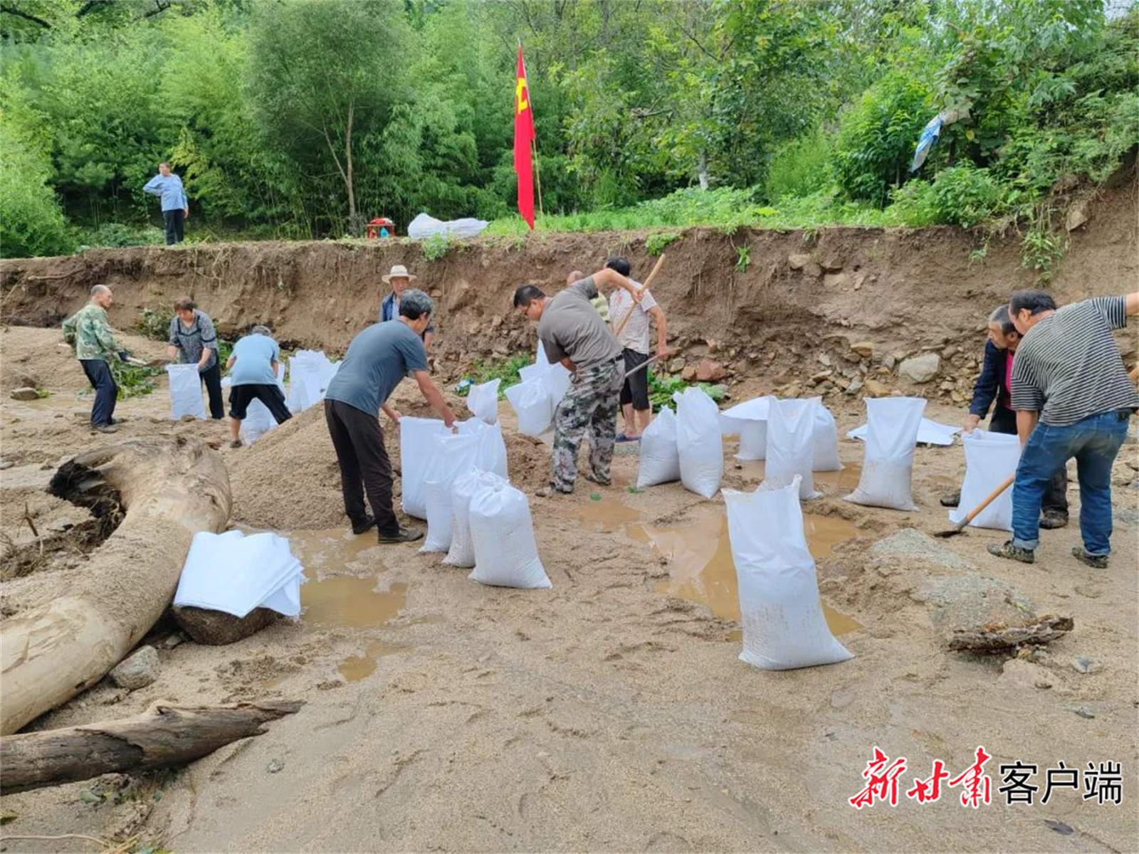 李蛟蛟带领大家开展灾后重建工作（资料图）