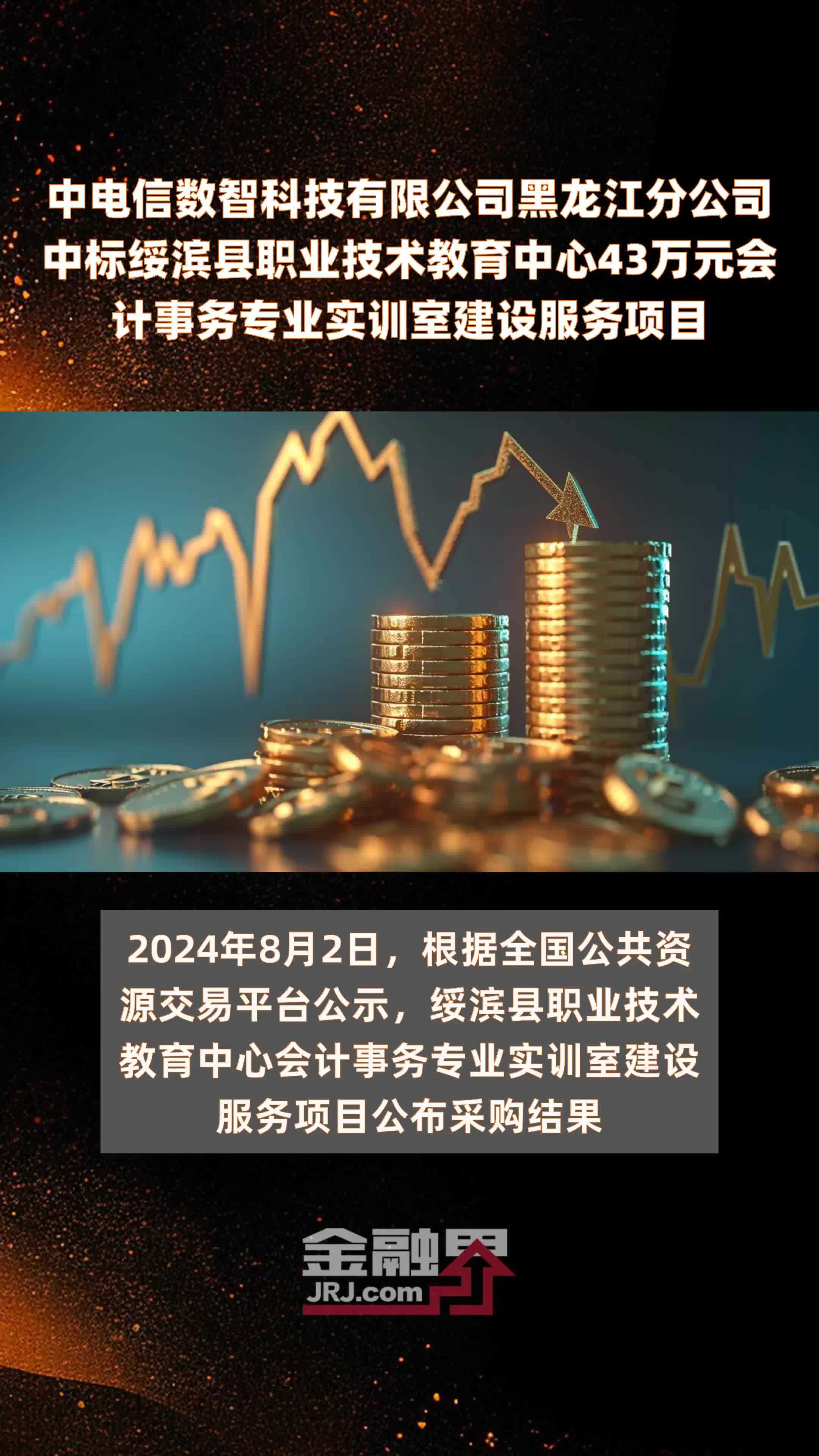中电信数智科技有限公司黑龙江分公司中标绥滨县职业技术教育中心43万元会计事务专业实训室建设服务项目 |快报