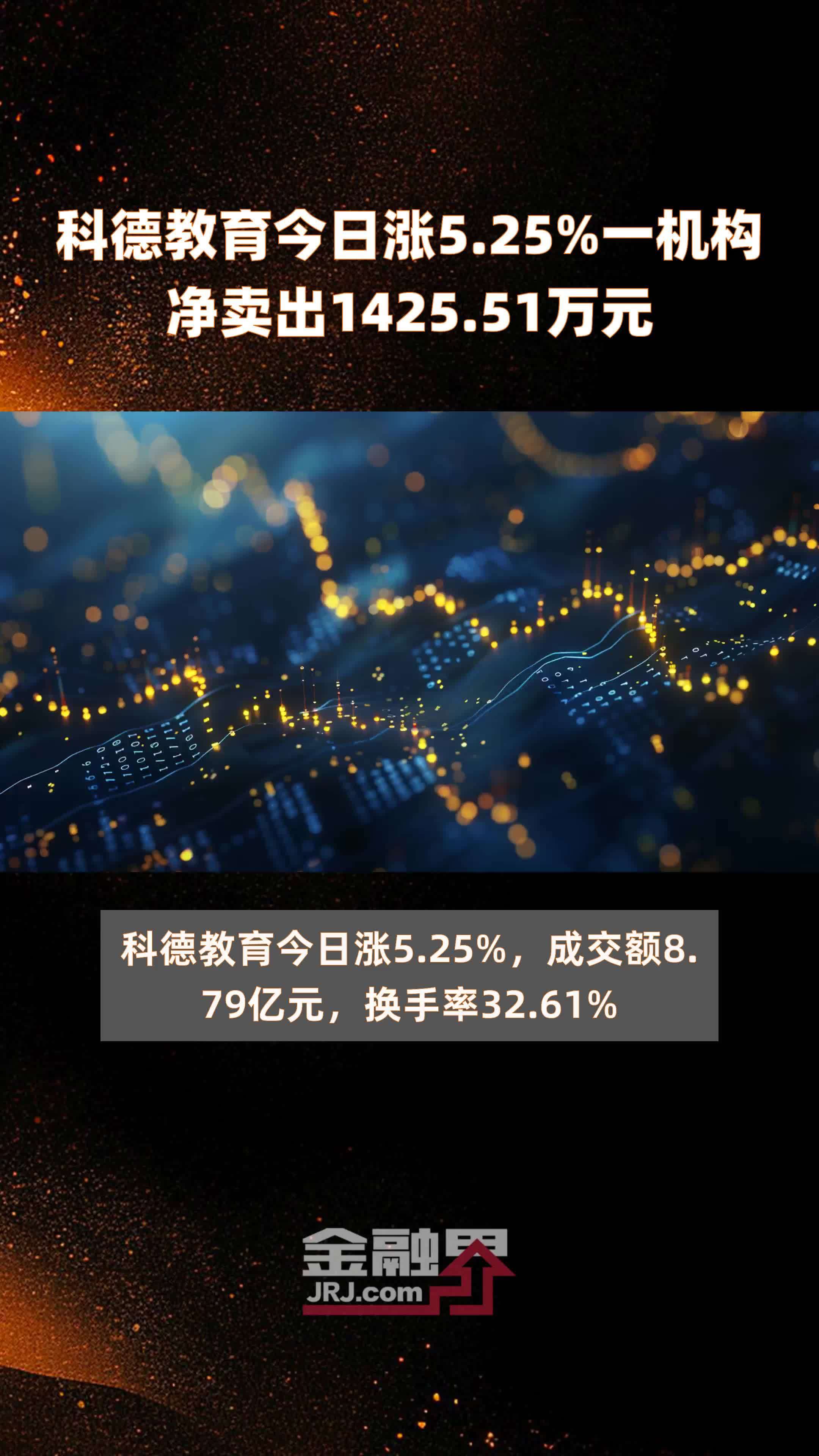 科德教育今日涨5.25%一机构净卖出1425.51万元 |快报