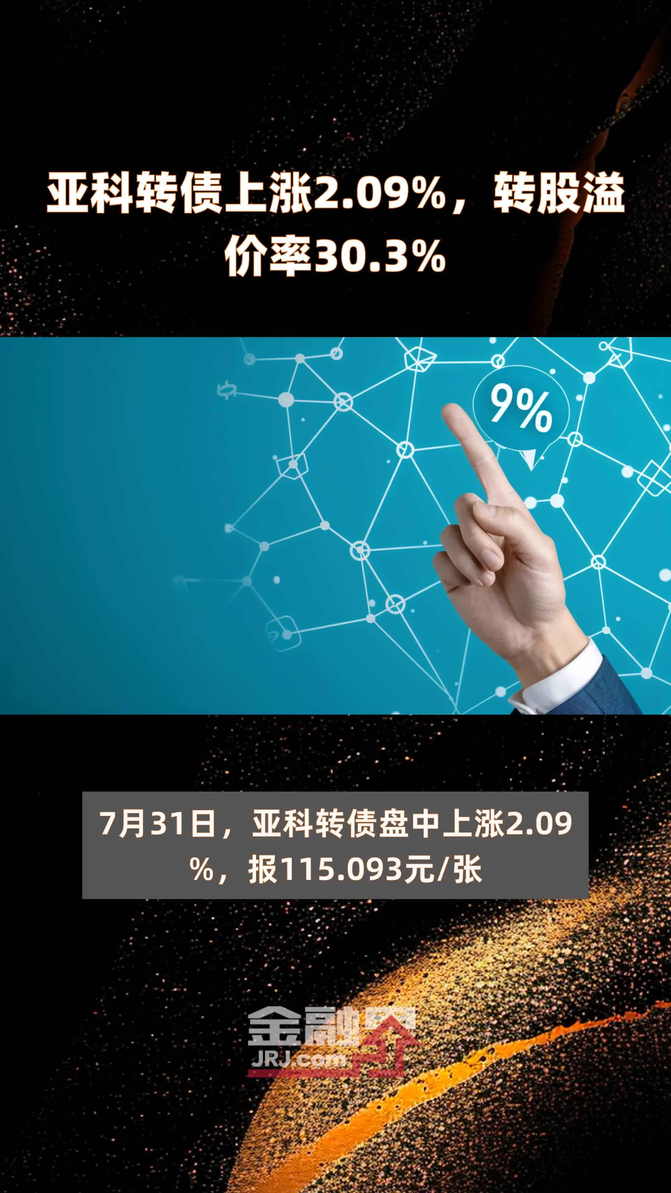 亚科转债上涨2.09%，转股溢价率30.3% |快报