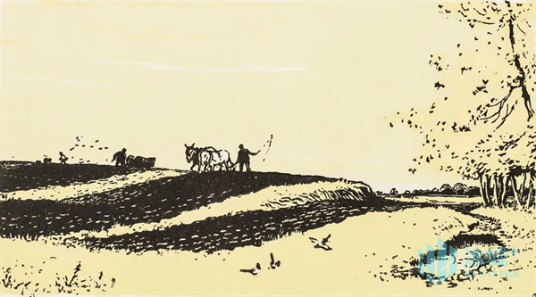 古元 《秋耕》 版画