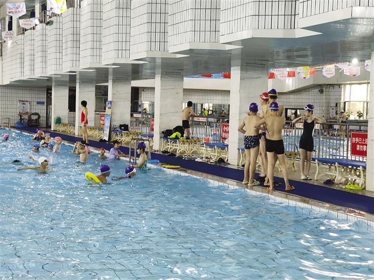 泳池里热闹非凡